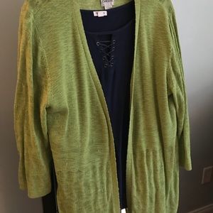 Chico’s lime green open weave cardigan